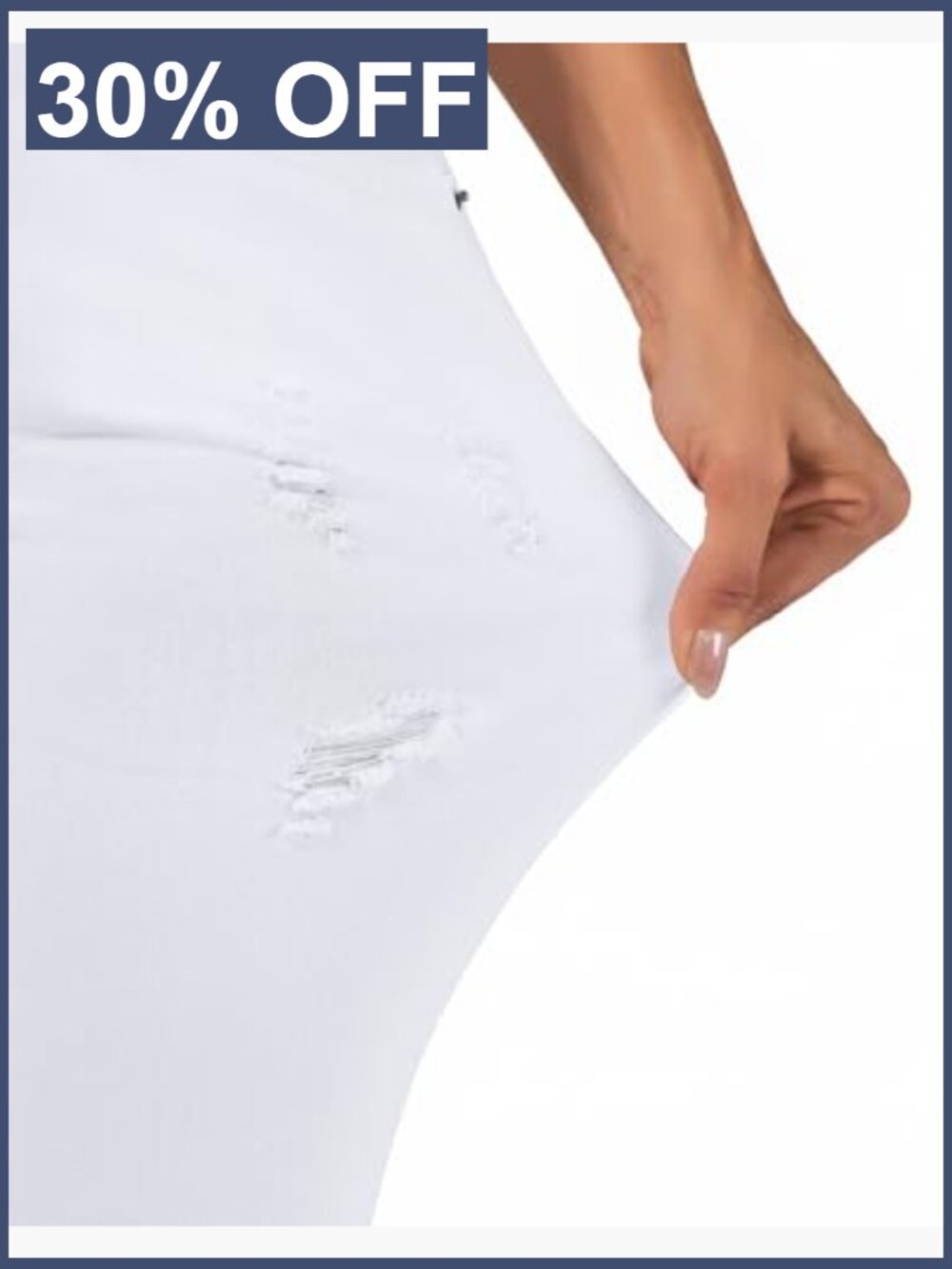Mid Rise Capri Skinny Ripped Stretch Cropped Distressed Jeans - Picture 6 of 7